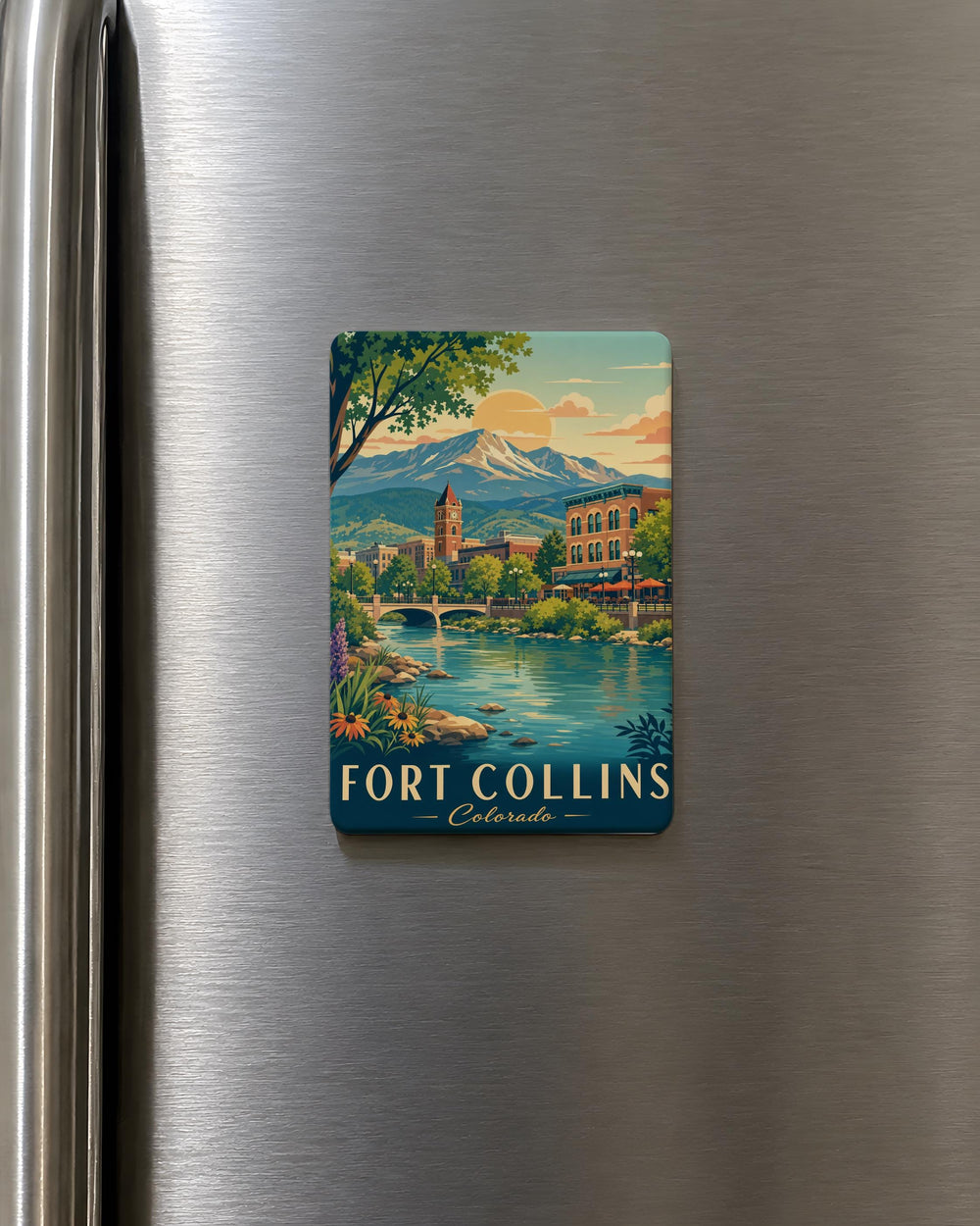 Fort Collins CO Fridge Magnet, Colorado Souvenir Magnet, Fort Collins Travel Gift, Rocky Mountain State Keepsake Magnet
