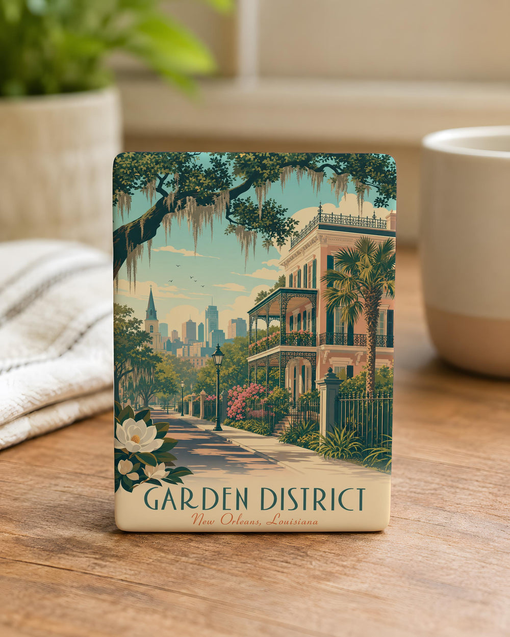Garden District Fridge Magnet, New Orleans Neighborhood Souvenir, Historic Homes & Oak-Lined Streets Keepsake Magnet