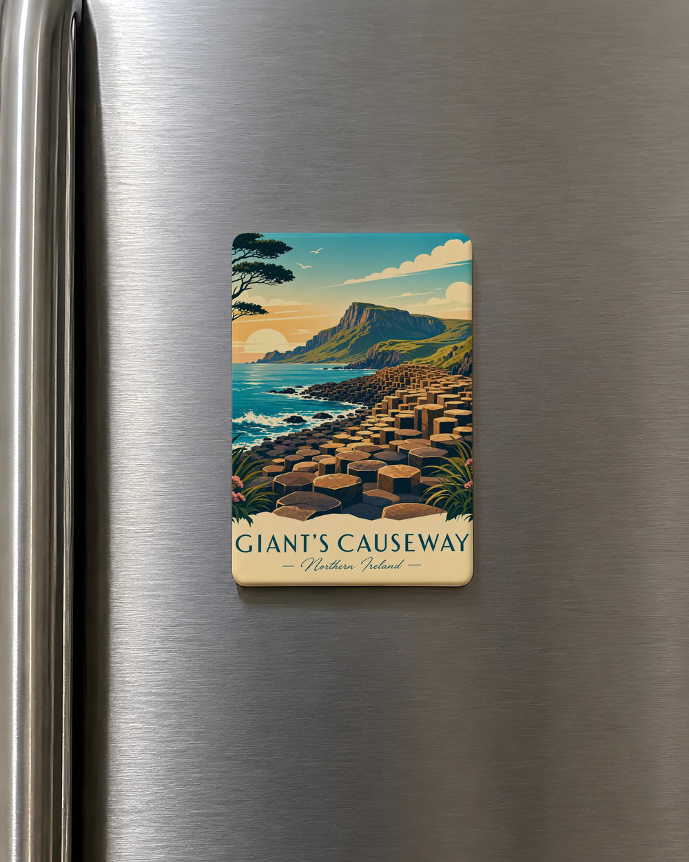 Giants Causeway Fridge Magnet, Northern Ireland Landmark Souvenir Magnet, Coastal Basalt Columns Travel Keepsake Gift