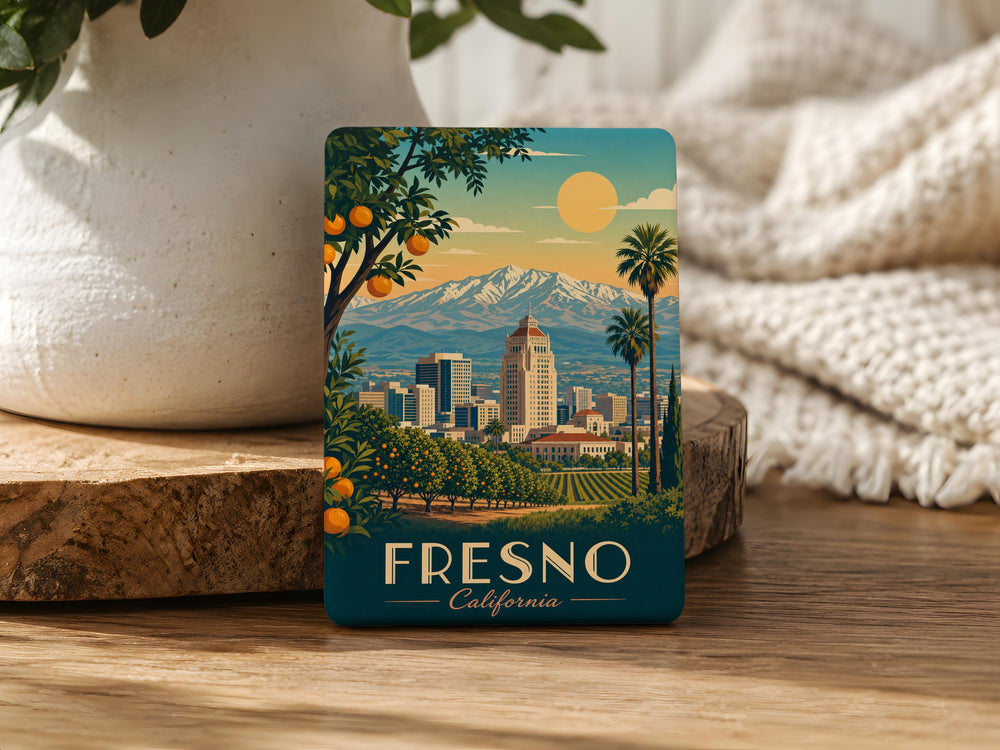 Fresno California Fridge Magnet, Fresno CA Souvenir Magnet, Fresno City Landmark Travel Gift, Central Valley Keepsake Magnet