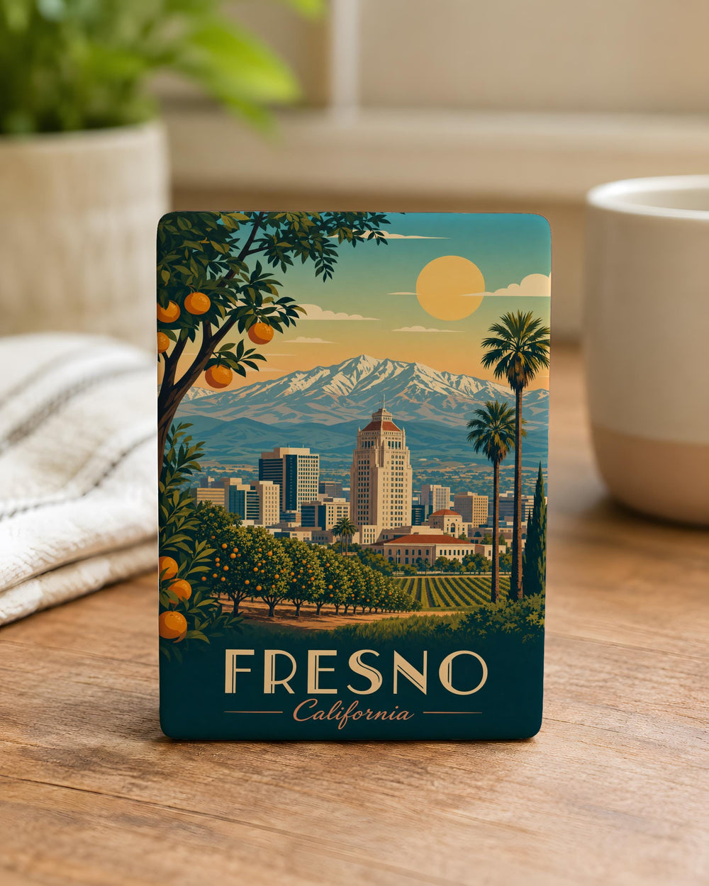 Fresno California Fridge Magnet, Fresno CA Souvenir Magnet, Fresno City Landmark Travel Gift, Central Valley Keepsake Magnet