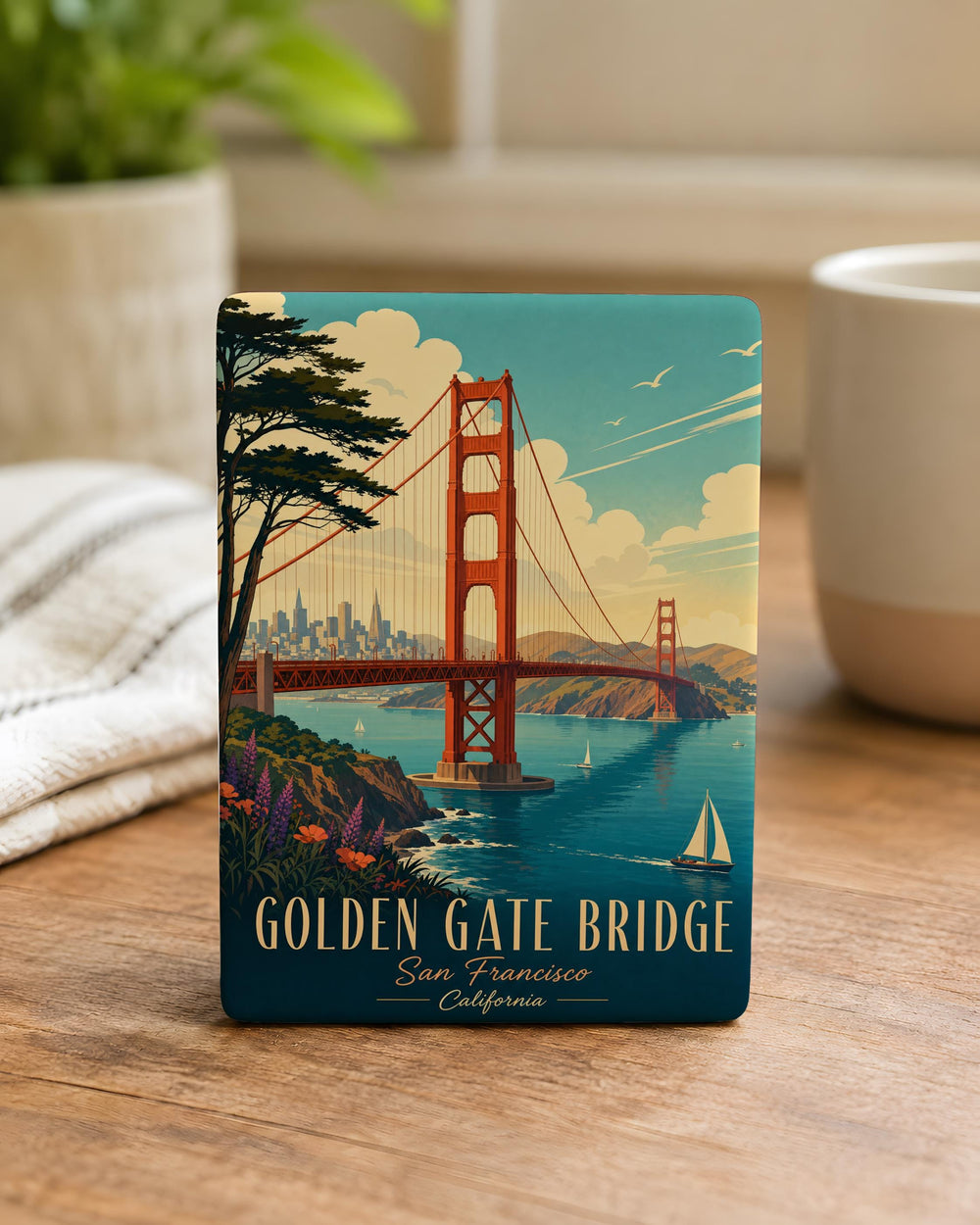 Golden Gate Bridge Fridge Magnet, San Francisco Landmark Souvenir Magnet, California Travel Gift, Bay Bridge Scene Magnet