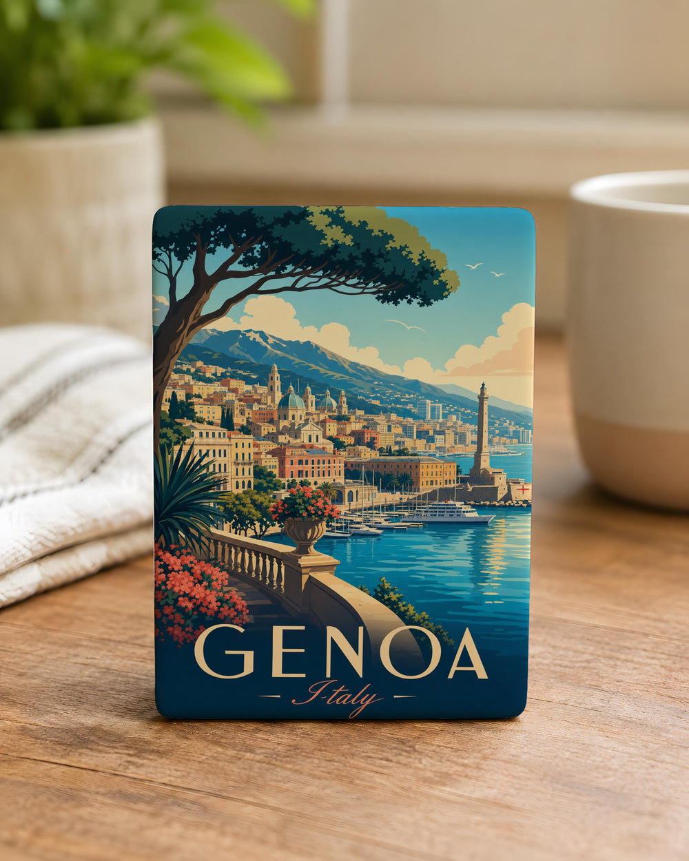 Genoa Italy Fridge Magnet, Genova Travel Souvenir Magnet, Italian Riviera Landmark Keepsake, Liguria Italy Gift