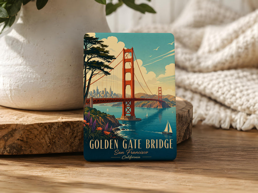 Golden Gate Bridge Fridge Magnet, San Francisco Landmark Souvenir Magnet, California Travel Gift, Bay Bridge Scene Magnet
