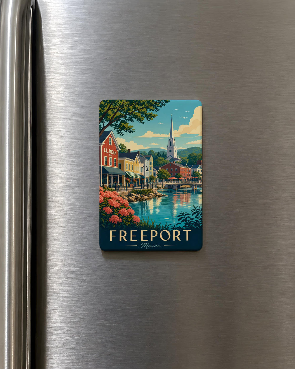 Freeport Maine Fridge Magnet, Freeport ME Souvenir Magnet, Maine Coastal Town Travel Gift, New England Keepsake Magnet
