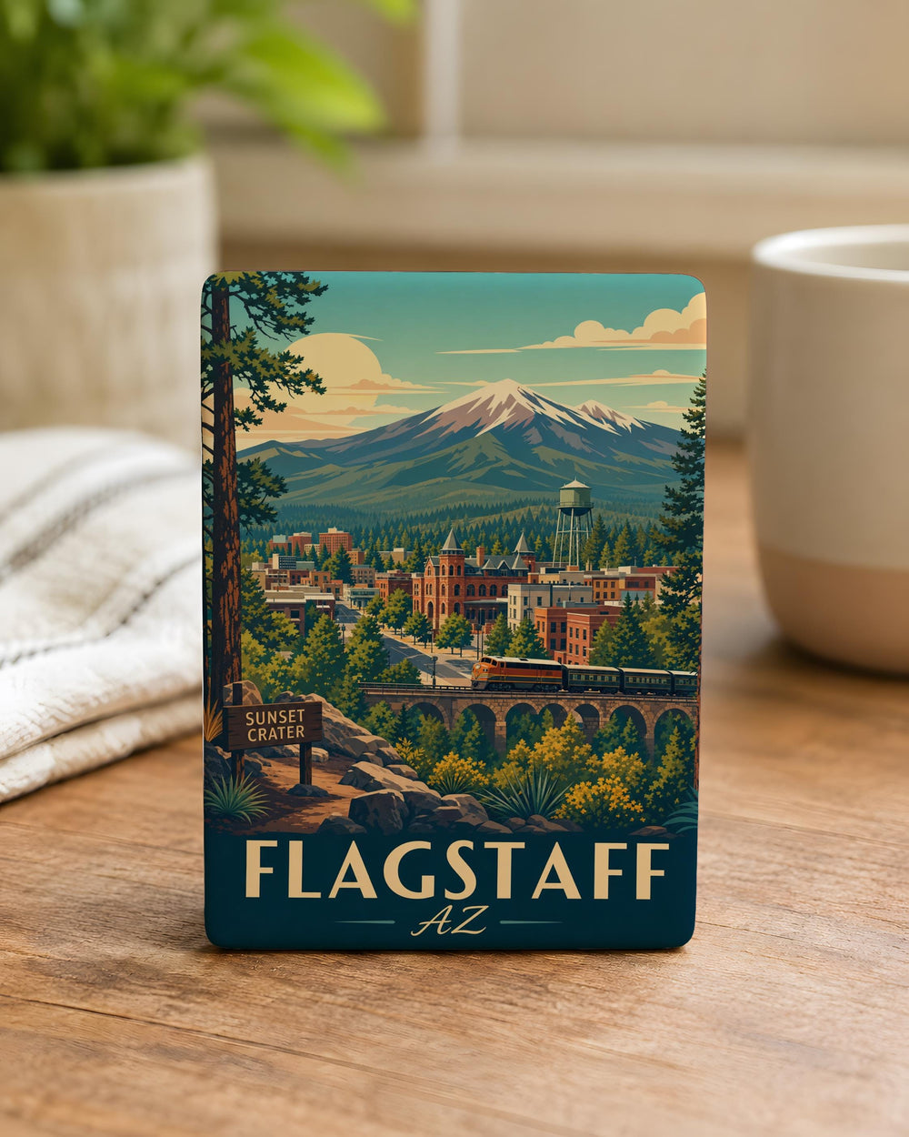 Flagstaff AZ Fridge Magnet, Flagstaff Arizona Souvenir Magnet, Northern Arizona Travel Gift, Route 66 Flagstaff Magnet