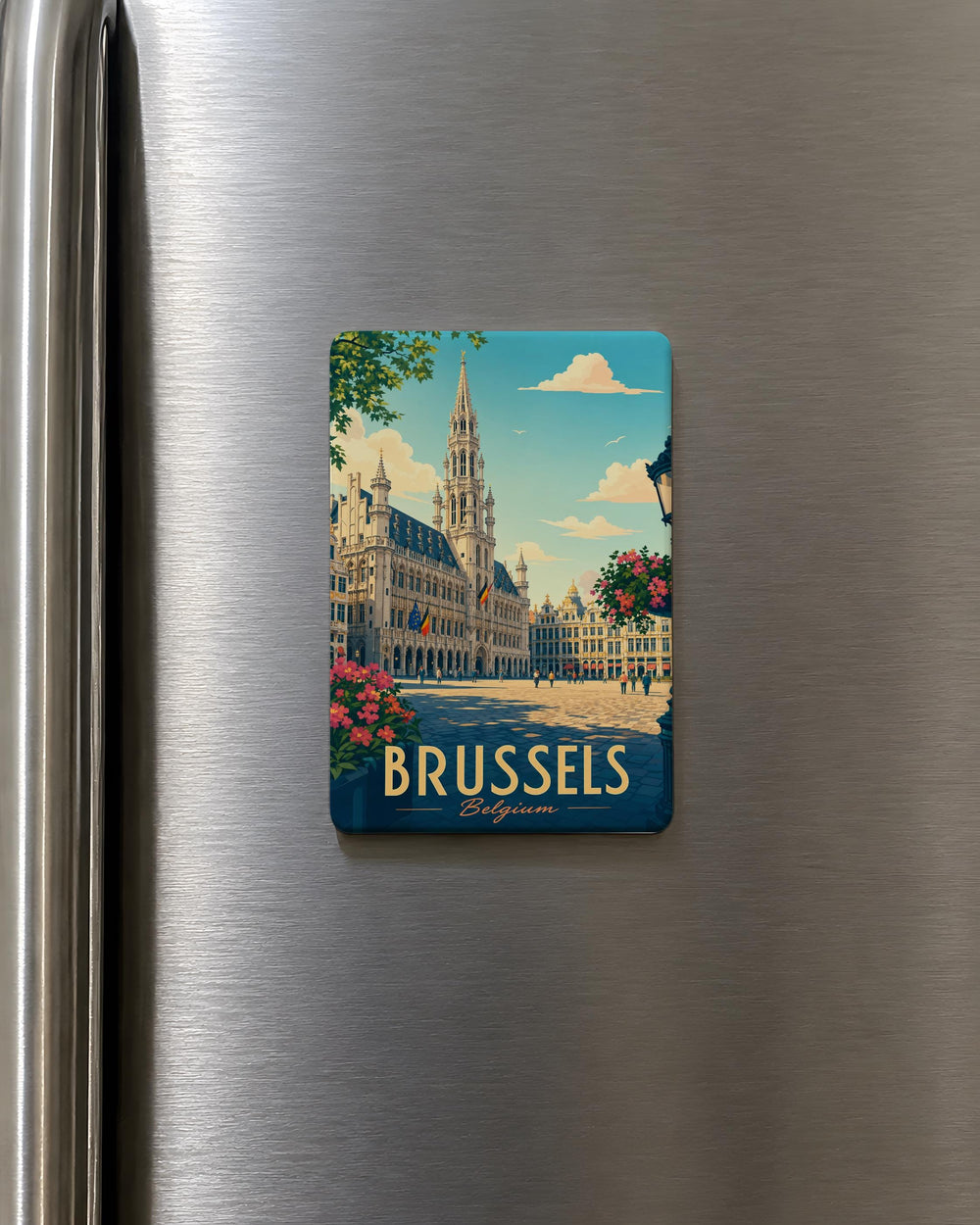 Grand Place Brussels Fridge Magnet, Belgium Landmark Souvenir Magnet, Historic City Square Travel Gift