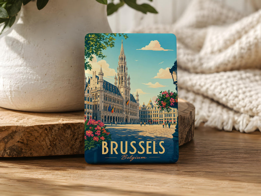 Grand Place Brussels Fridge Magnet, Belgium Landmark Souvenir Magnet, Historic City Square Travel Gift