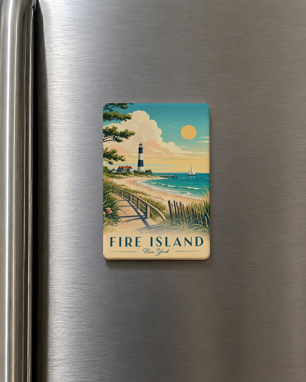 Fire Island NY Fridge Magnet, Fire Island New York Souvenir Magnet, Beach Island Coastal Travel Gift, Long Island Keepsake Magnet