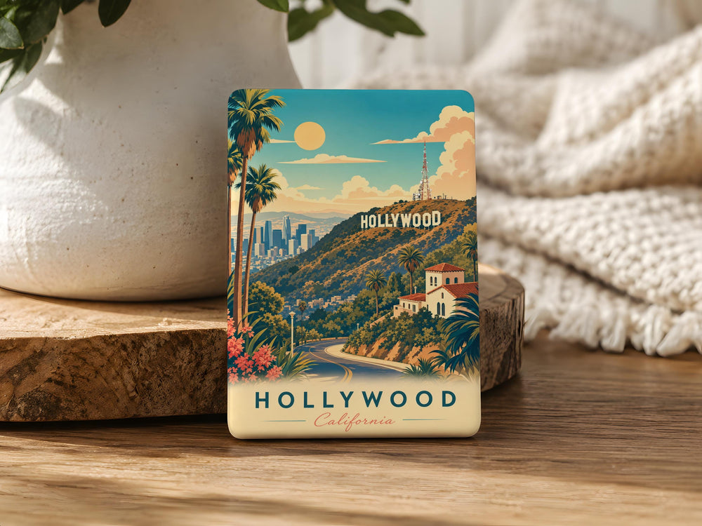 Hollywood Sign Fridge Magnet, Los Angeles Landmark Souvenir Magnet, California Travel Gift, Hollywood Hills Keepsake Magnet