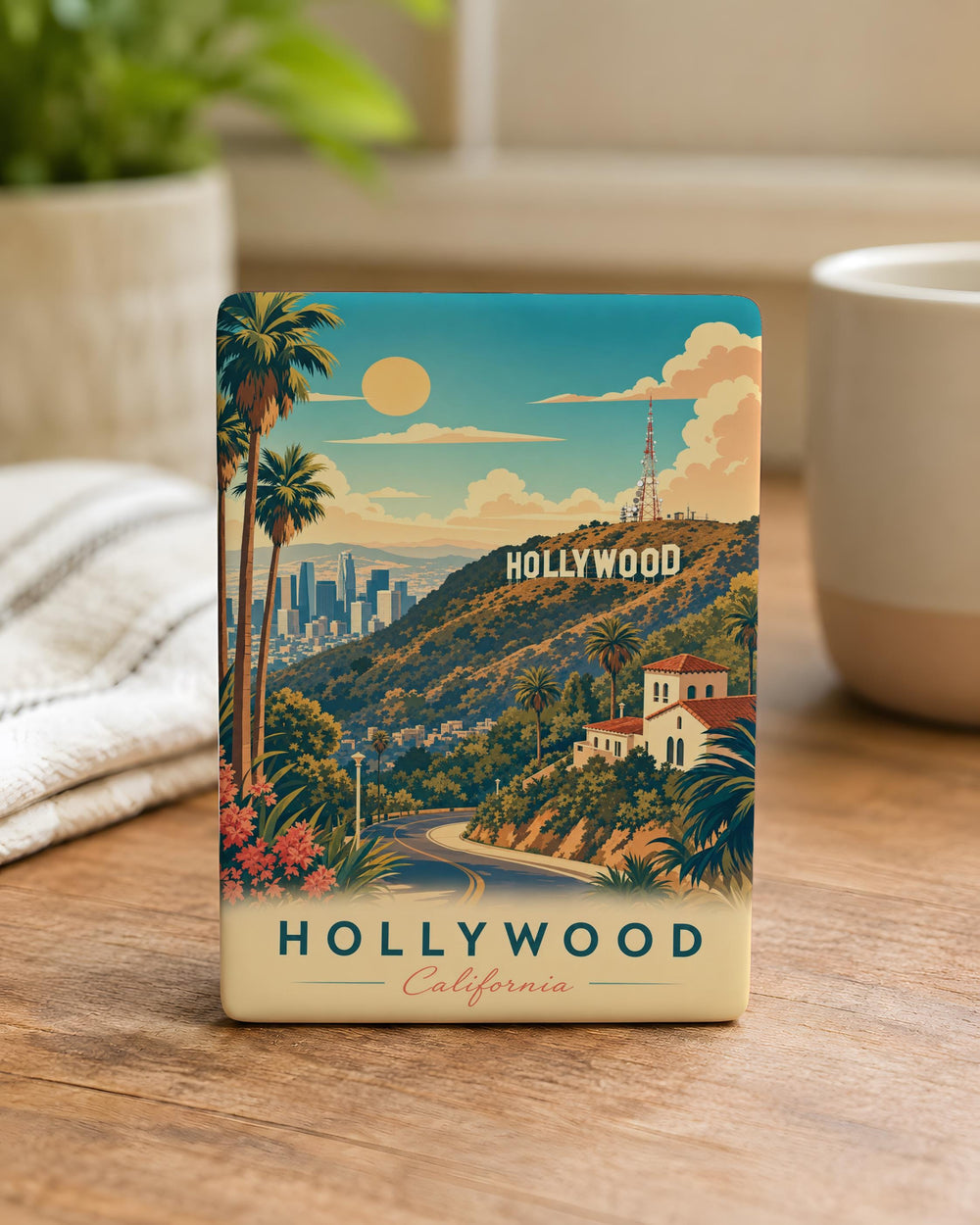 Hollywood Sign Fridge Magnet, Los Angeles Landmark Souvenir Magnet, California Travel Gift, Hollywood Hills Keepsake Magnet