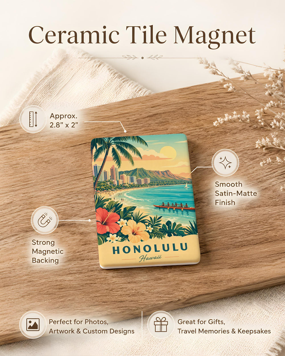 Hawaii Fridge Magnet, Hawaii Souvenir Magnet, Hawaiian Islands Magnet, Tropical Beach Vacation Travel Keepsake Magnet