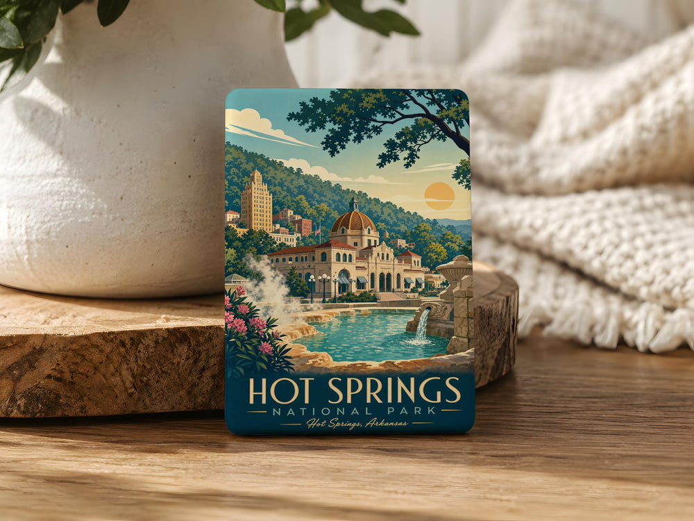 Hot Springs National Park Fridge Magnet, Arkansas Travel Souvenir Magnet, Bathhouse Row Landmark Gift, National Park Keepsake Magnet