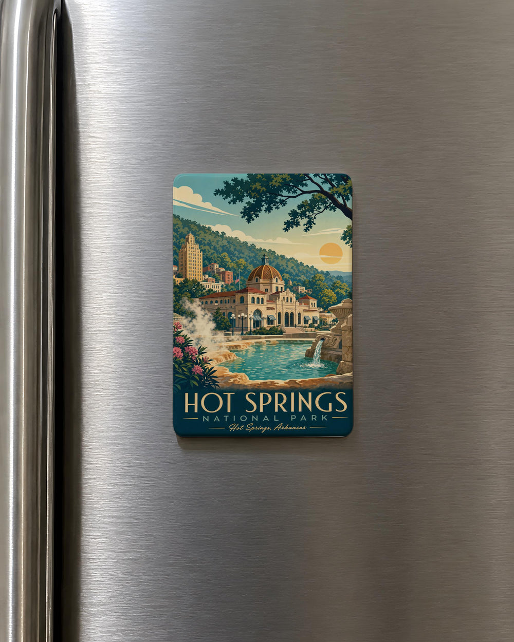 Hot Springs National Park Fridge Magnet, Arkansas Travel Souvenir Magnet, Bathhouse Row Landmark Gift, National Park Keepsake Magnet