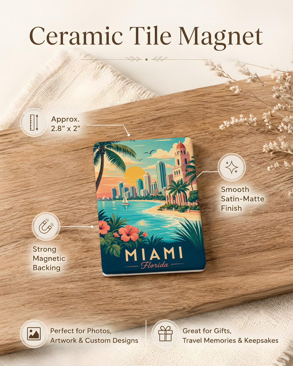 Florida Fridge Magnet, Florida Souvenir Magnet, Florida Travel Gift, Florida Vacation Keepsake, Florida State Magnet