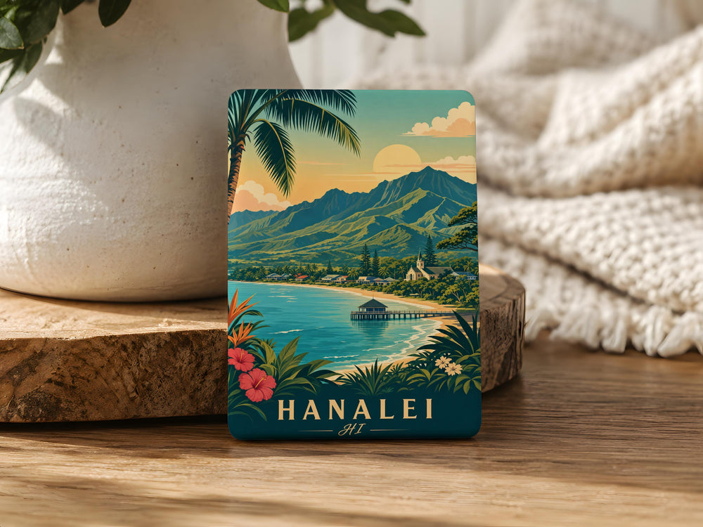 Hanalei Hawaii Fridge Magnet, Hanalei HI Souvenir Magnet, Kauai Travel Magnet, Hawaii Island Vacation Keepsake Magnet