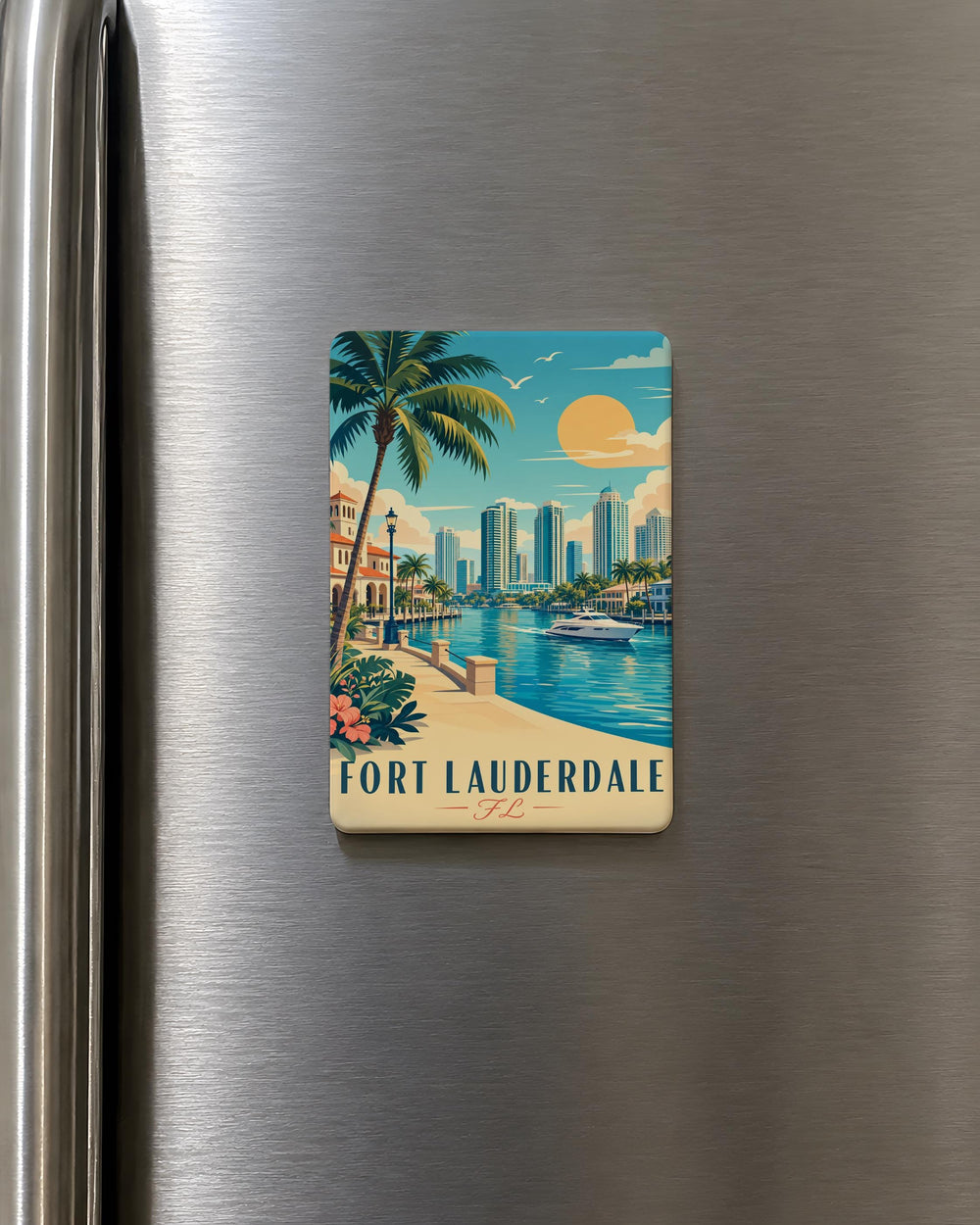 Fort Lauderdale FL Fridge Magnet, Fort Lauderdale Florida Souvenir Magnet, Beach City Travel Gift, Vacation Keepsake Magnet