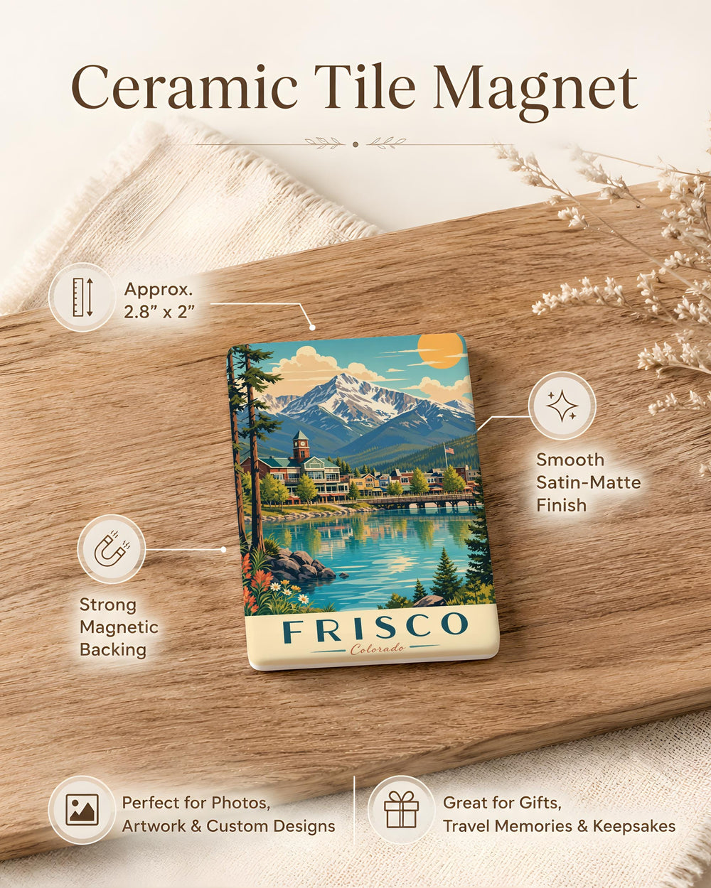 Frisco CO Fridge Magnet, Frisco Colorado Souvenir Magnet, Rocky Mountain Town Travel Gift, Colorado Vacation Keepsake