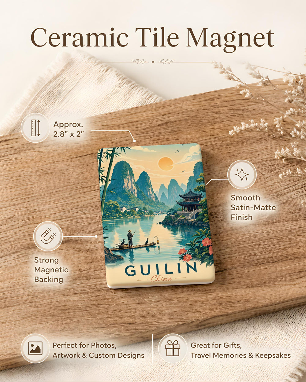 Guilin China Fridge Magnet, Li River Karst Mountains Scenic Souvenir Magnet, Guilin Travel Gift, China Landmark Magnet