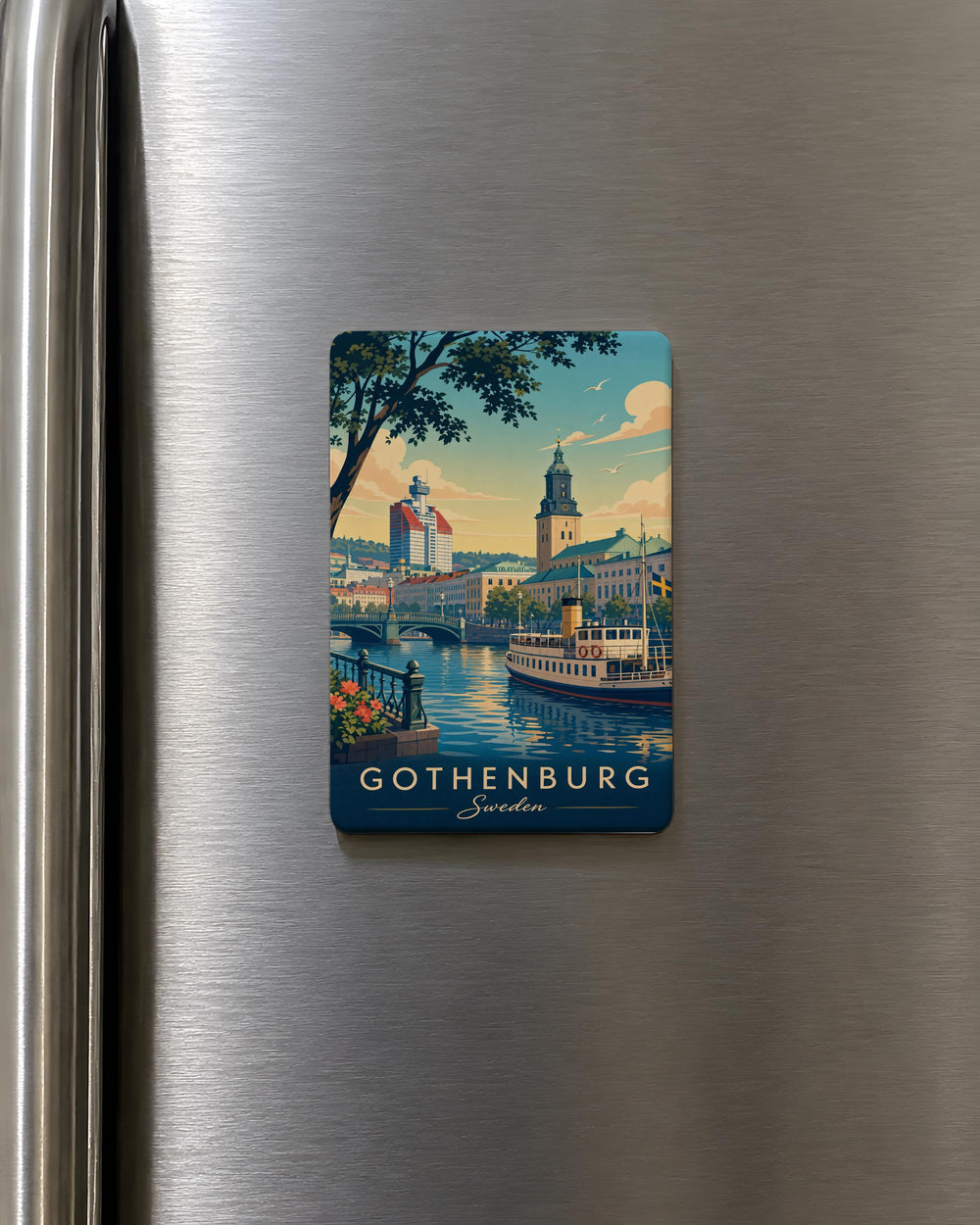 Gothenburg Sweden Fridge Magnet, Göteborg Souvenir Magnet, Sweden Travel Gift, Scandinavian City Landmark Magnet