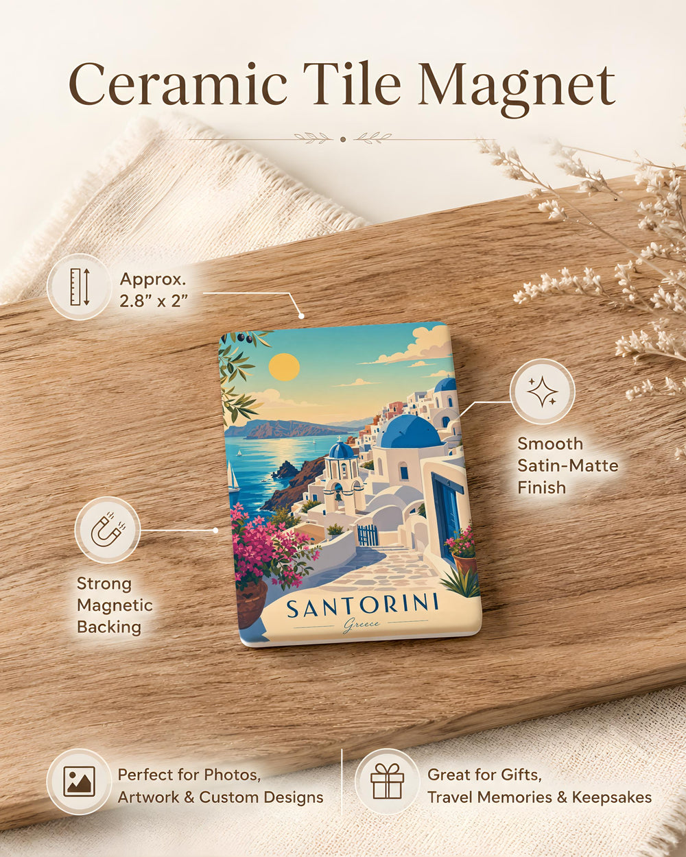 Greece Fridge Magnet, Greek Travel Souvenir Magnet, Greece Vacation Keepsake, Hellenic Landmark Refrigerator Magnet