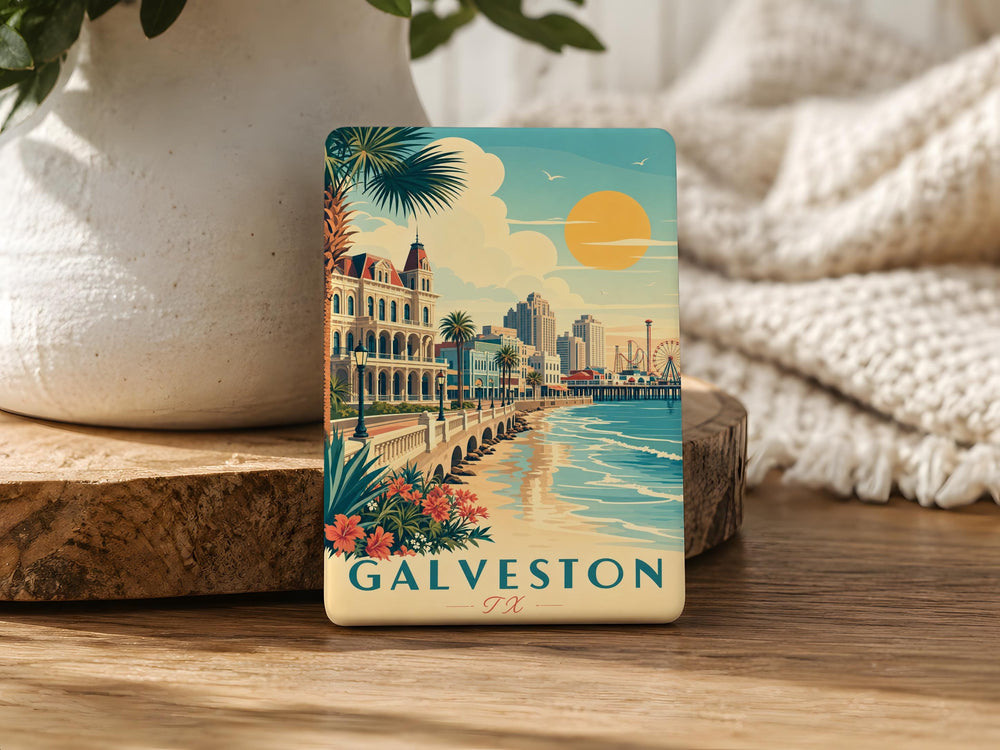 Galveston TX Fridge Magnet, Galveston Texas Souvenir Magnet, Coastal Beach Travel Keepsake Magnet, Gulf Coast Gift