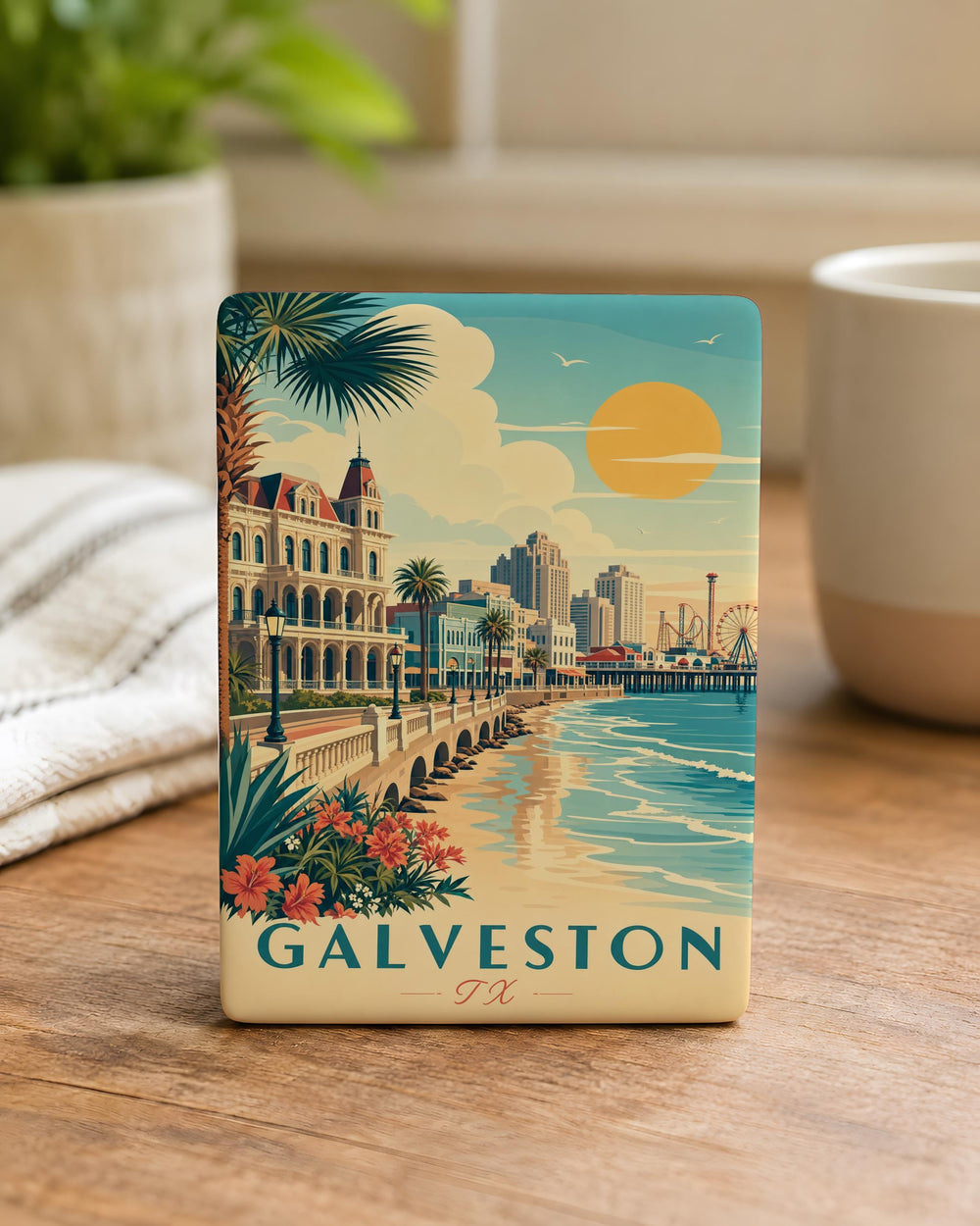 Galveston TX Fridge Magnet, Galveston Texas Souvenir Magnet, Coastal Beach Travel Keepsake Magnet, Gulf Coast Gift