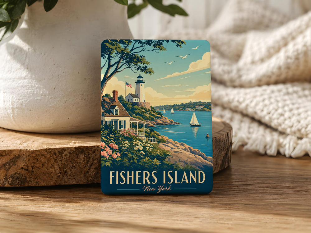 Fishers Island Fridge Magnet, Fishers Island New York Souvenir Magnet, Coastal Island Travel Keepsake Magnet