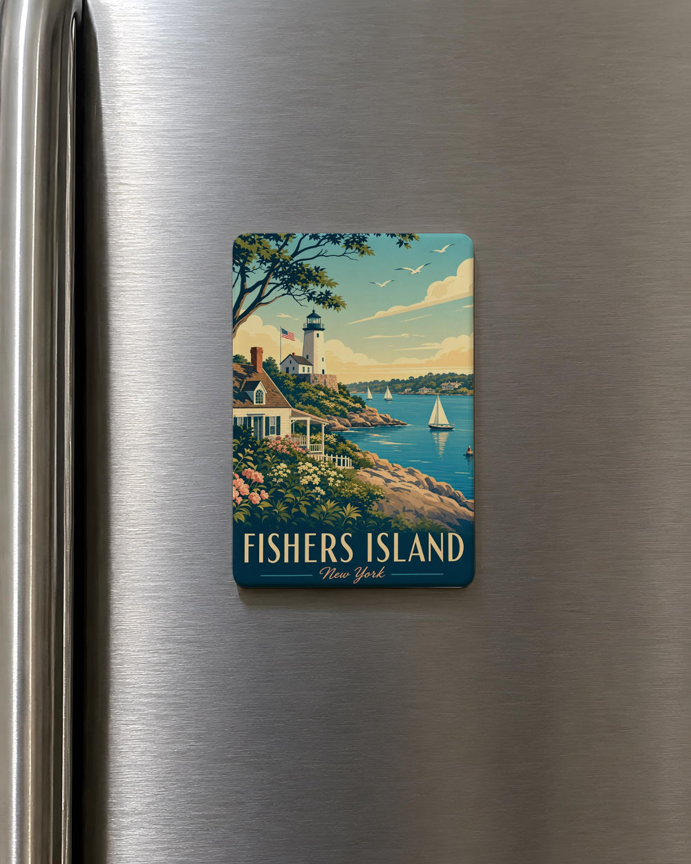 Fishers Island Fridge Magnet, Fishers Island New York Souvenir Magnet, Coastal Island Travel Keepsake Magnet