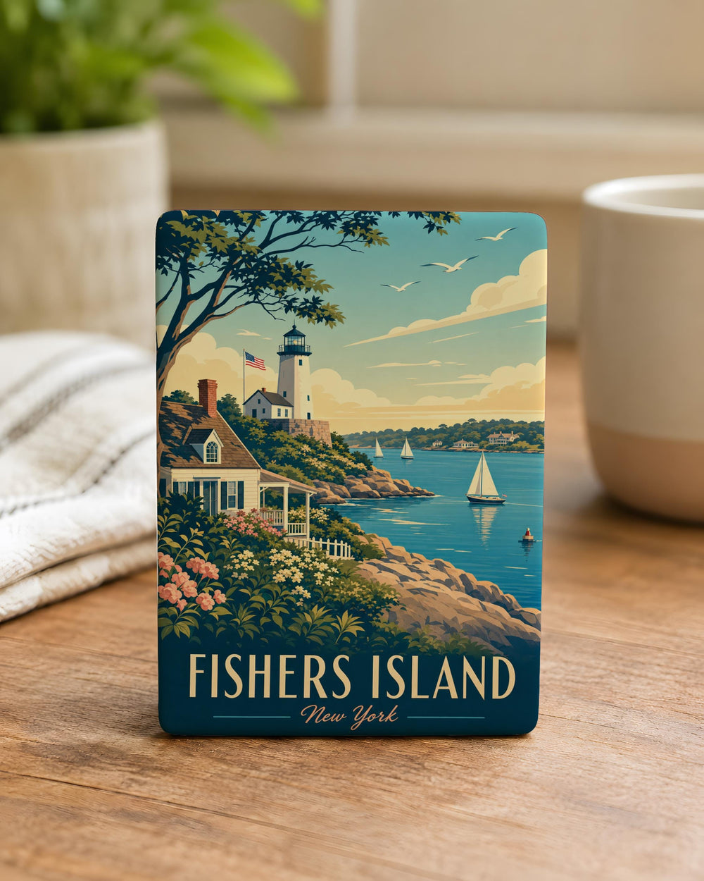 Fishers Island Fridge Magnet, Fishers Island New York Souvenir Magnet, Coastal Island Travel Keepsake Magnet