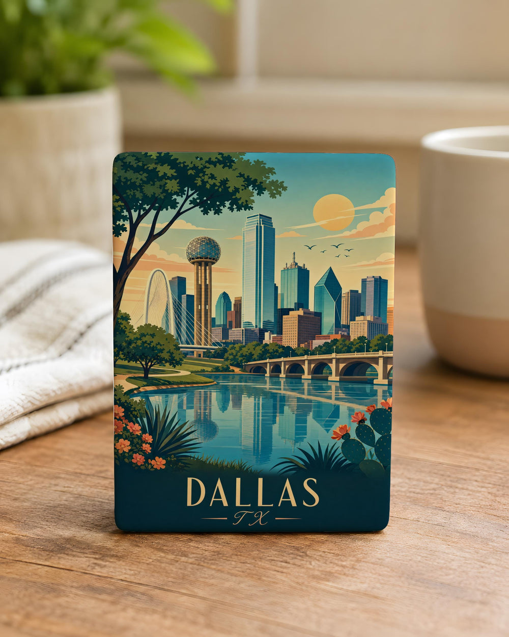 Dallas TX Fridge Magnet, Dallas Texas Souvenir Magnet, Dallas Skyline Landmark Travel Gift, Texas City Refrigerator Magnet