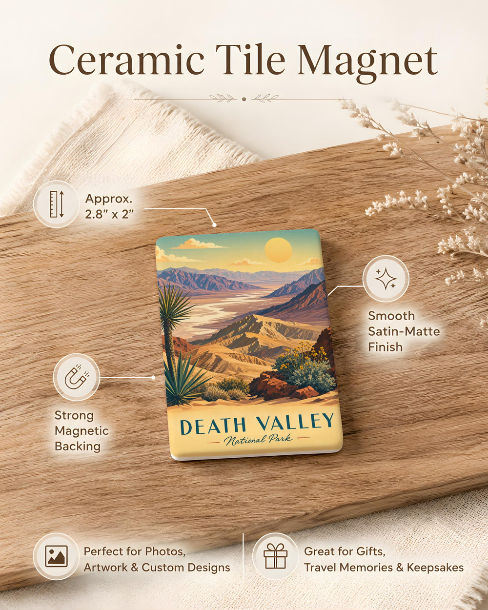 Death Valley National Park Fridge Magnet, California Desert Landscape Souvenir Magnet, National Park Travel Keepsake Gift