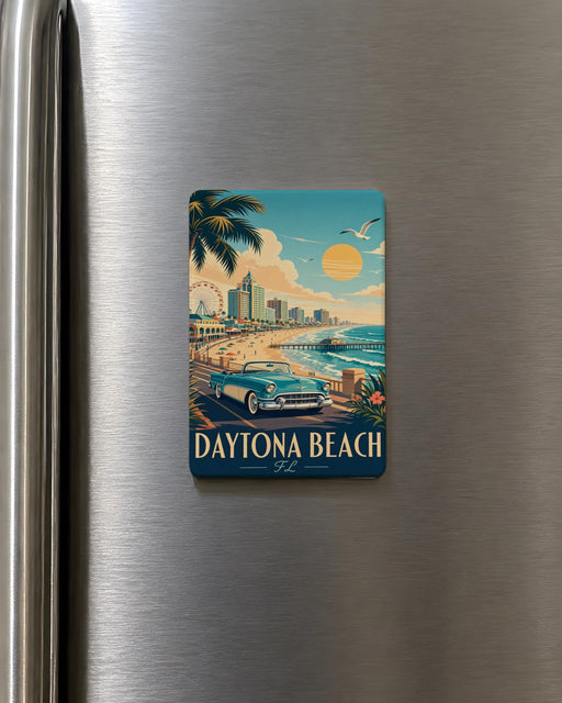 Daytona Beach FL Fridge Magnet, Florida Beach Souvenir Magnet, Daytona Beach Vacation Travel Gift, Coastal Decor Magnet