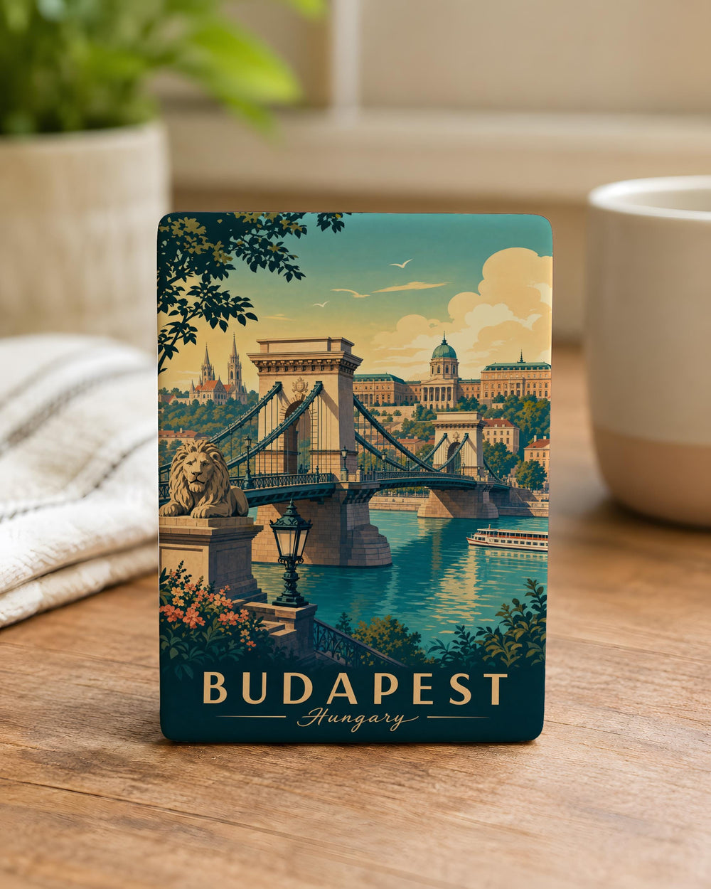 Chain Bridge Budapest Fridge Magnet, Hungary Landmark Souvenir Magnet, Danube River Bridge Travel Gift