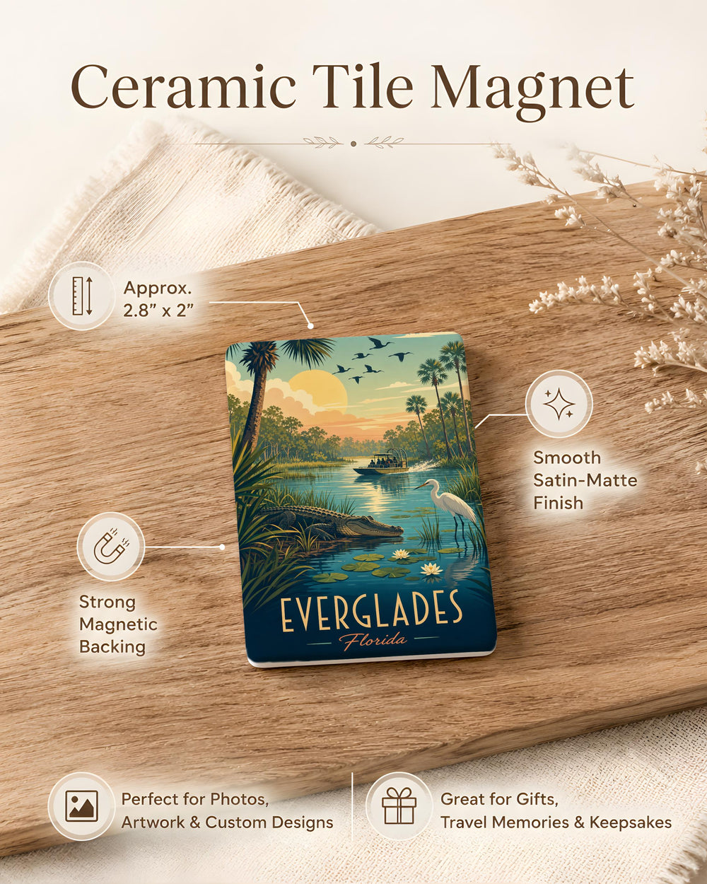 Everglades Fridge Magnet, Florida Wetlands Souvenir Magnet, Everglades National Park Gift, Alligator Marsh Travel Keepsake
