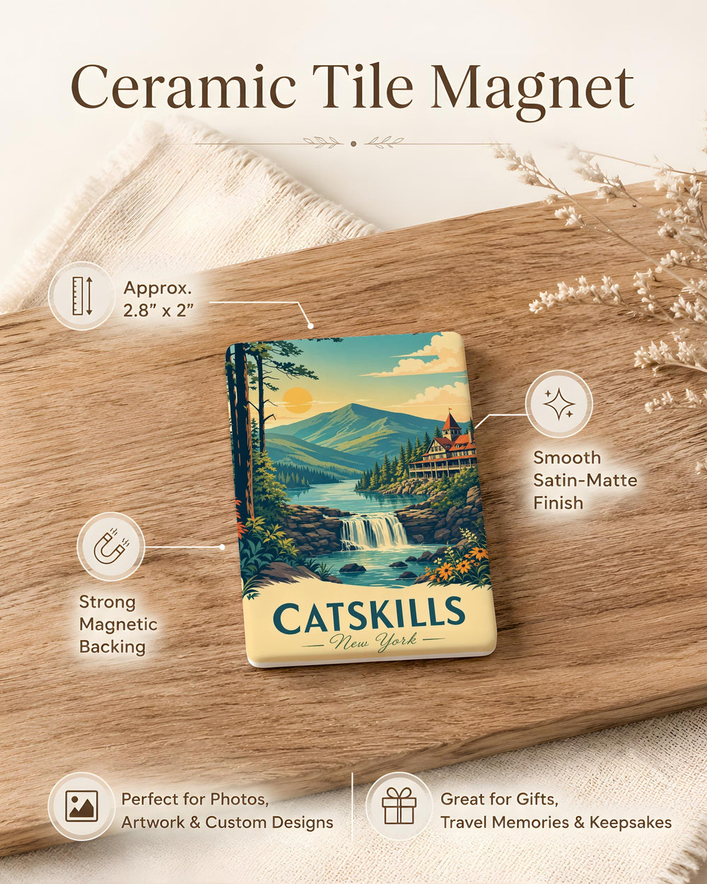 Catskills Fridge Magnet, Catskills Mountains Souvenir Magnet, New York Catskills Travel Keepsake Magnet