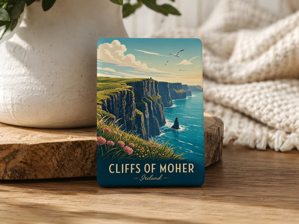 Cliffs of Moher Fridge Magnet, Ireland Coastal Cliffs Souvenir Magnet, Irish Landmark Travel Gift, Atlantic Ocean Scenic Magnet