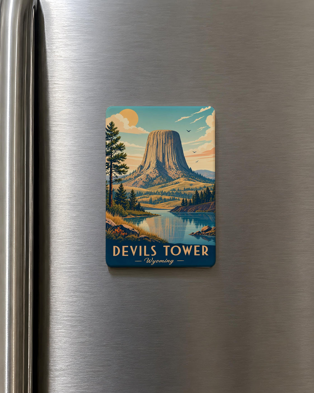 Devils Tower Fridge Magnet, Wyoming National Monument Souvenir, Bear Lodge Butte Landmark Gift, Travel Keepsake Magnet