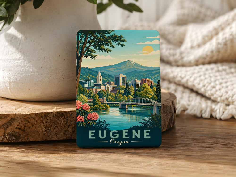 Eugene Oregon Fridge Magnet, Eugene OR Souvenir Magnet, Eugene City Travel Gift, Oregon Keepsake Magnet