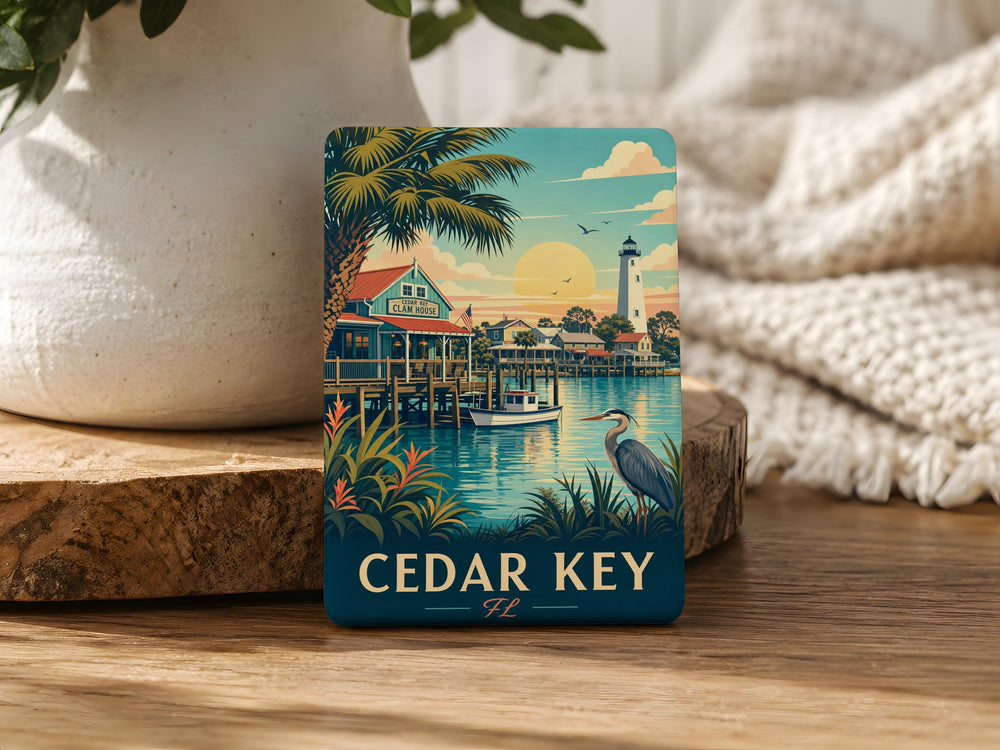 Cedar Key Florida Fridge Magnet, Cedar Key FL Souvenir Magnet, Coastal Island Town Gift, Travel Keepsake Magnet