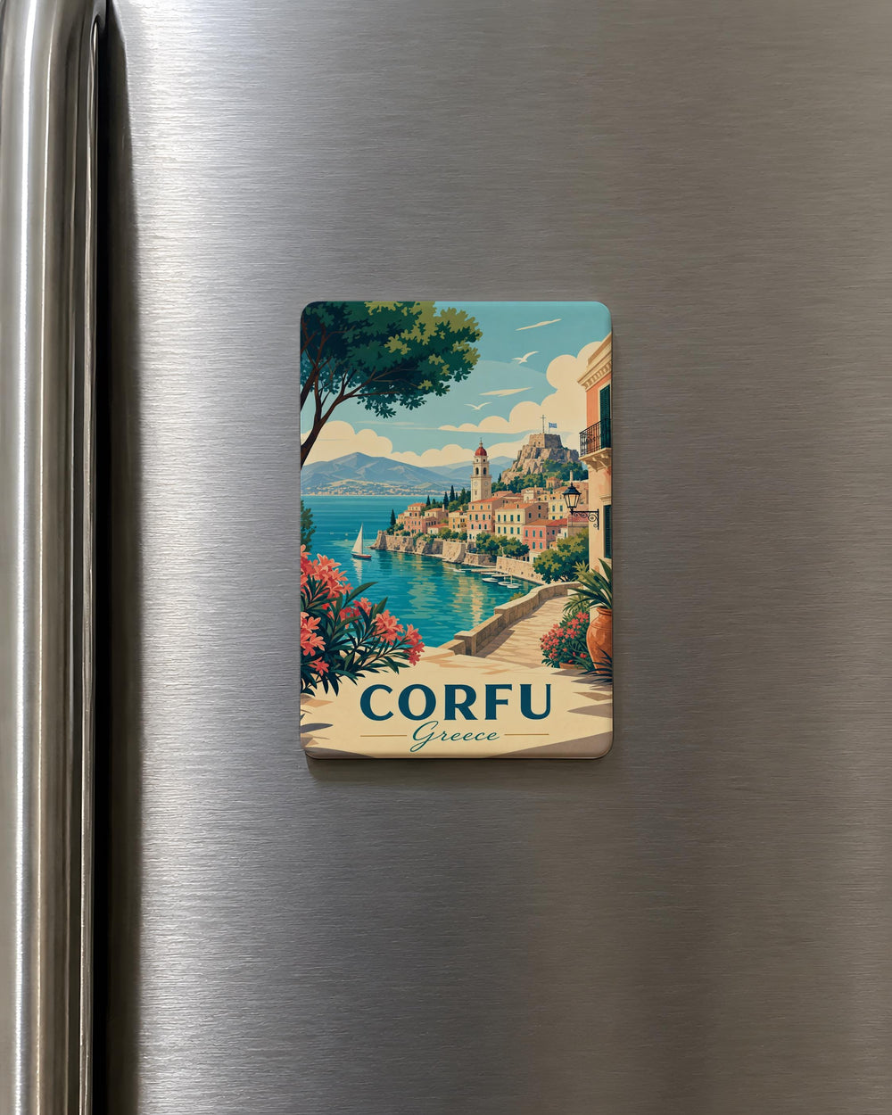 Corfu Greece Fridge Magnet, Corfu Island Souvenir Magnet, Greece Travel Gift, Greek Island Vacation Keepsake Magnet