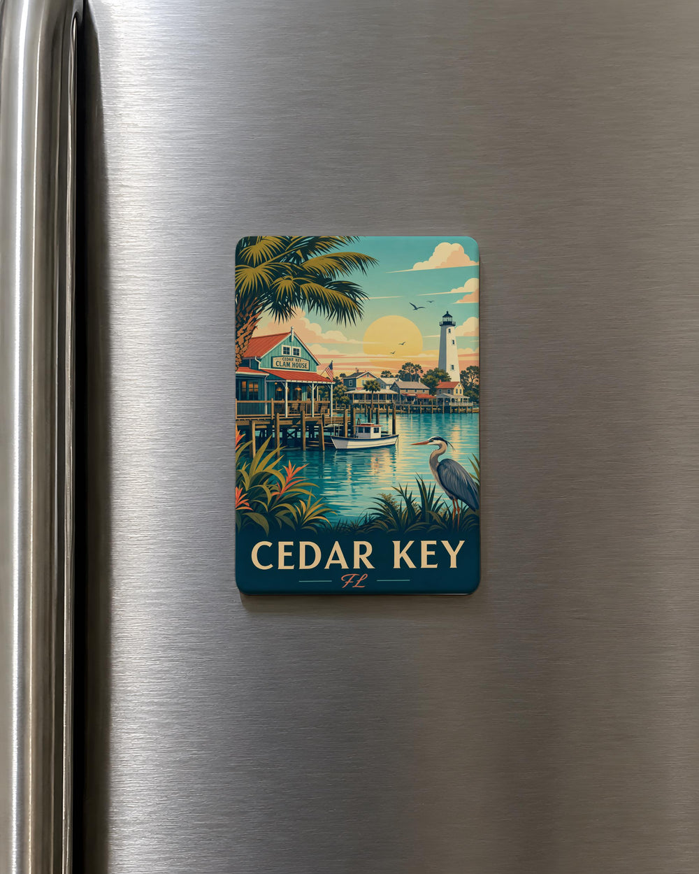 Cedar Key Florida Fridge Magnet, Cedar Key FL Souvenir Magnet, Coastal Island Town Gift, Travel Keepsake Magnet