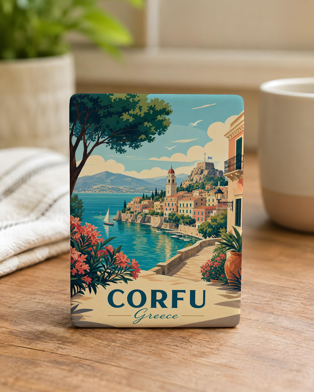 Corfu Greece Fridge Magnet, Corfu Island Souvenir Magnet, Greece Travel Gift, Greek Island Vacation Keepsake Magnet