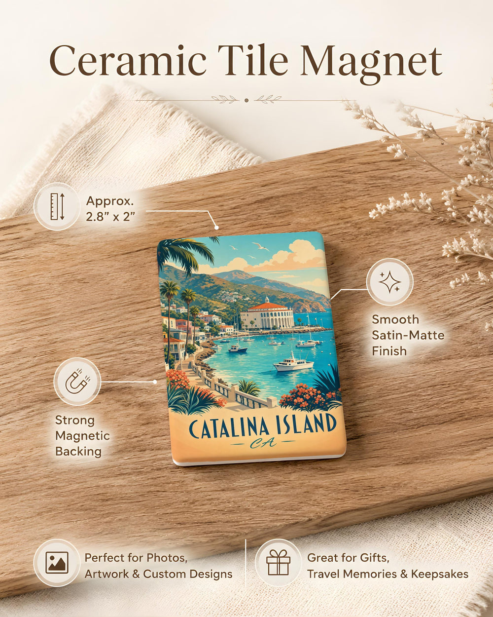 Catalina Island CA Fridge Magnet, Catalina Island Souvenir Magnet, California Travel Gift, Coastal Island Keepsake Magnet