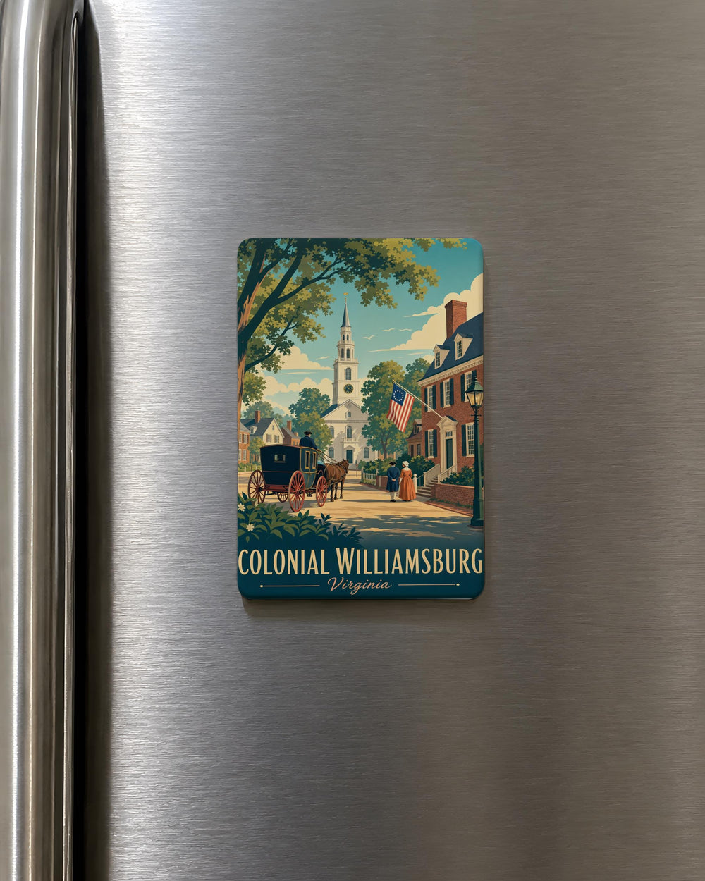 Colonial Williamsburg Fridge Magnet, Historic Virginia Colonial Town Souvenir, Revolutionary America Landmark Kitchen Magnet