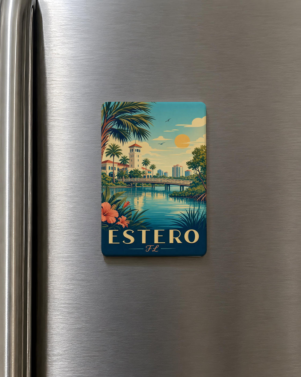 Estero FL Fridge Magnet, Florida Gulf Coast Souvenir, Estero Florida Travel Gift, Beach Town Keepsake Magnet