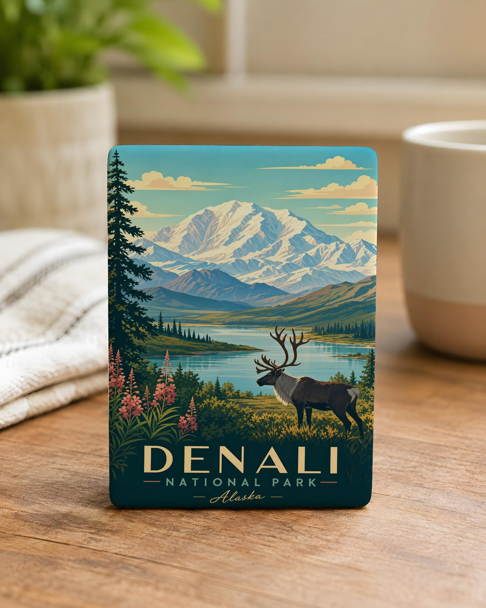 Denali National Park Fridge Magnet, Alaska Wilderness Souvenir, Mountain Landscape Travel Keepsake, National Park Gift