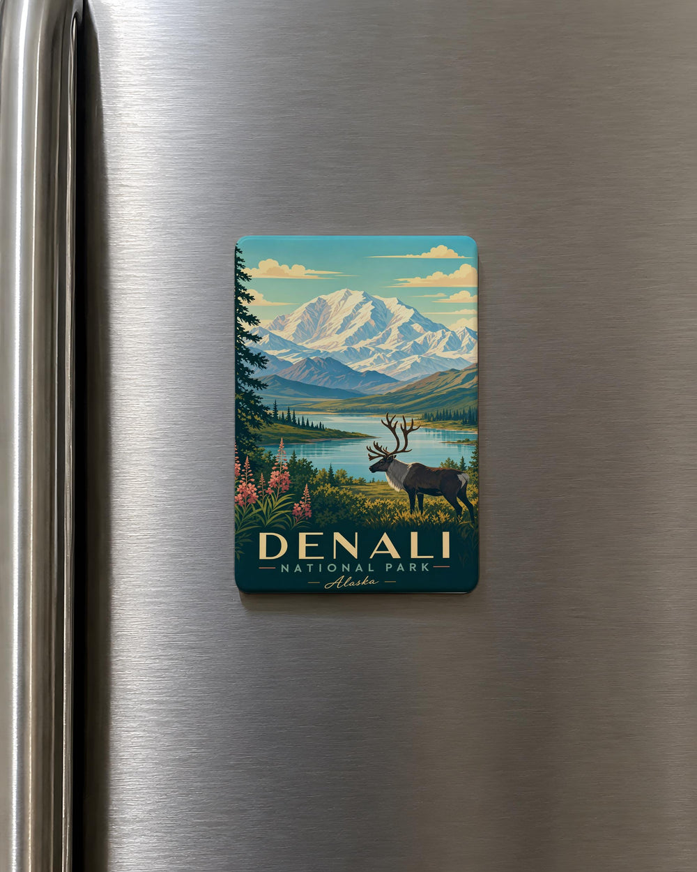 Denali National Park Fridge Magnet, Alaska Wilderness Souvenir, Mountain Landscape Travel Keepsake, National Park Gift