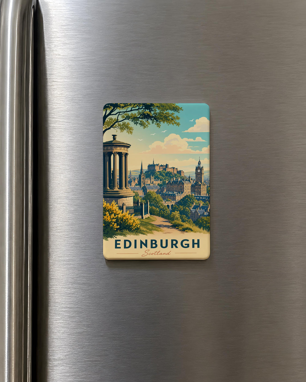 Edinburgh Scotland Fridge Magnet, Edinburgh Castle Skyline Souvenir Magnet, Scotland Travel Gift, Edinburgh Landmark Magnet