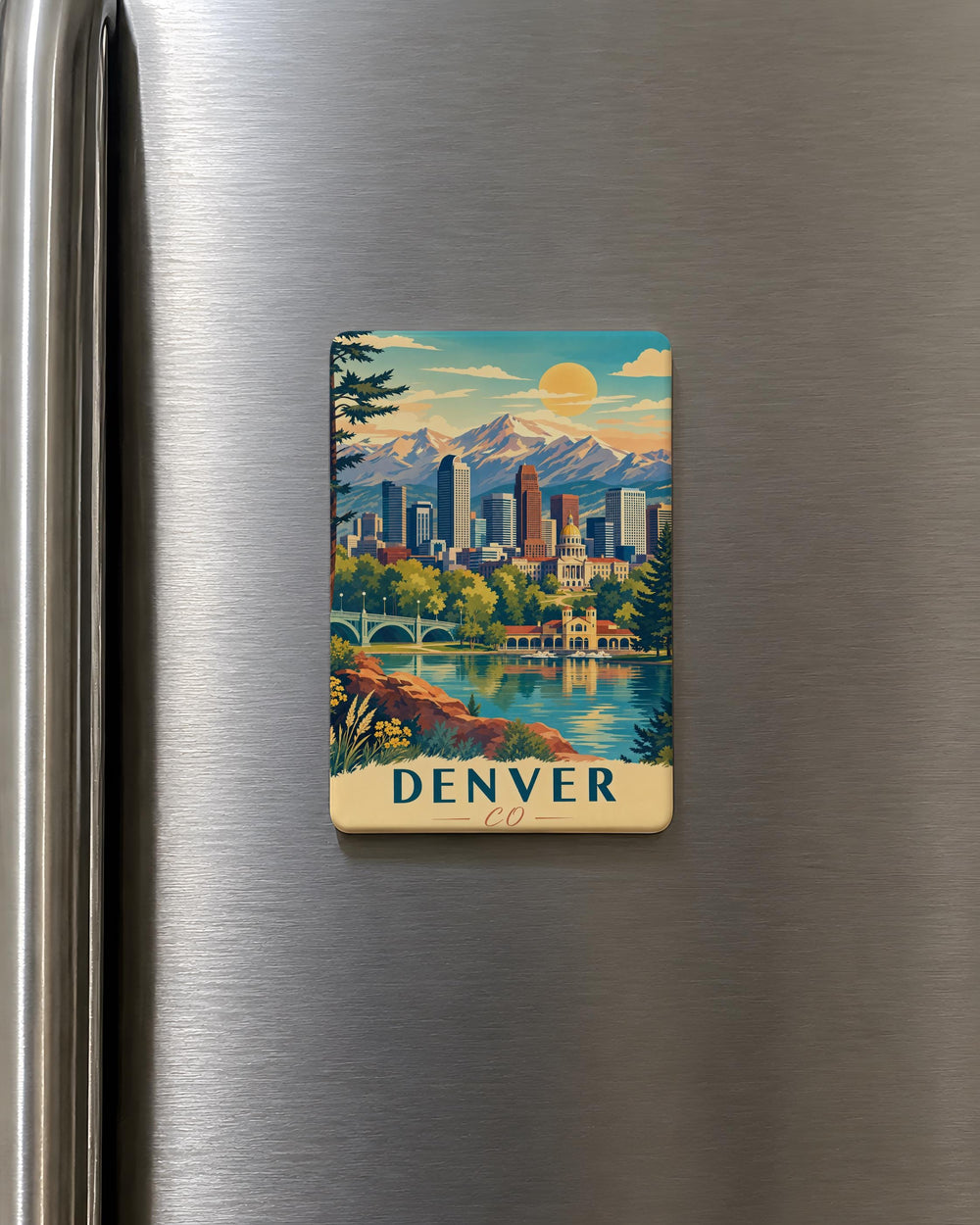 Denver Colorado Fridge Magnet, Denver CO Souvenir Magnet, Denver Skyline Magnet, Colorado Travel Gift, Denver Vacation Keepsake